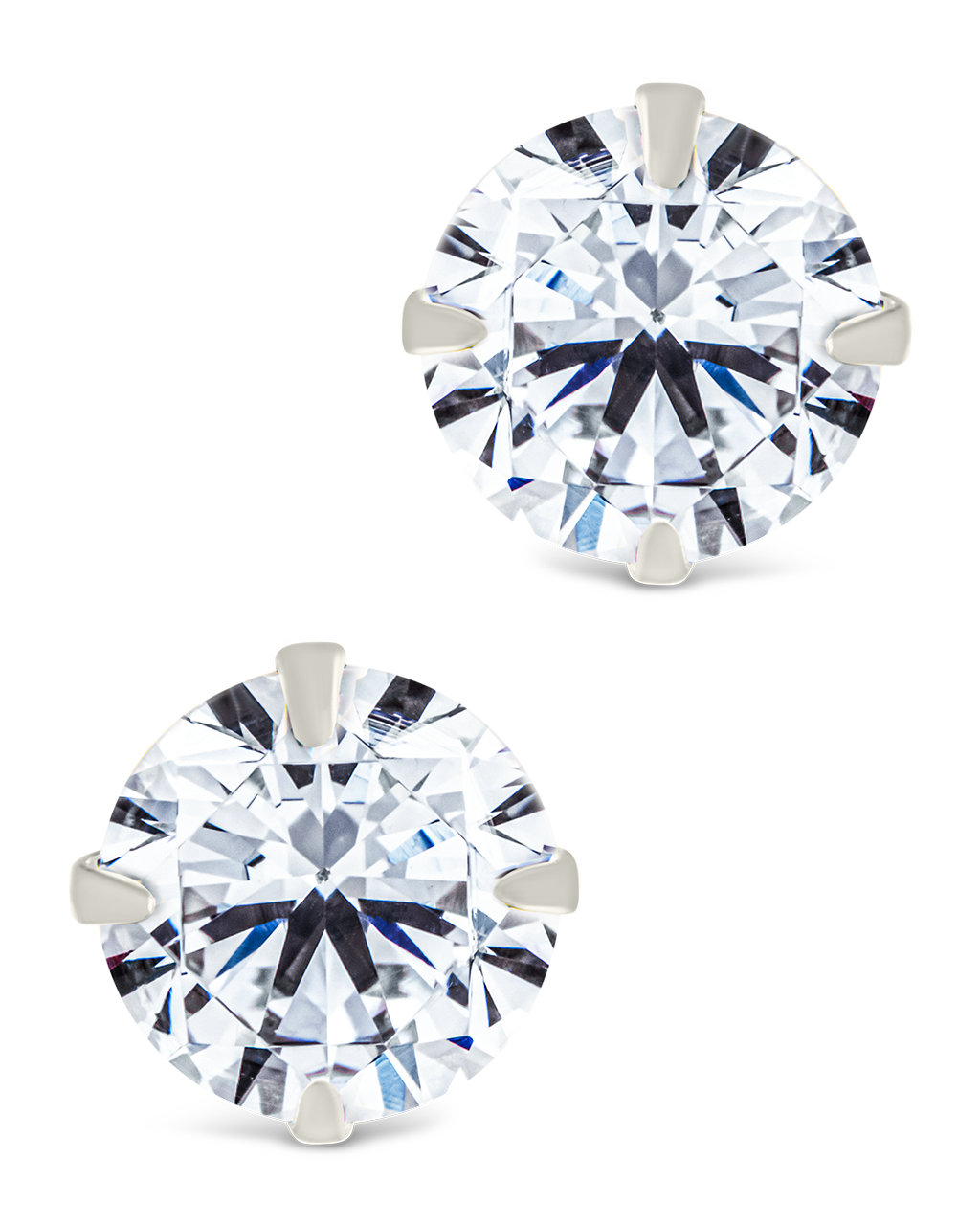 Sterling Silver Round Cut Prong Set Stud Earrings