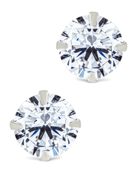 Sterling Silver Round Cut Prong Set Stud Earrings - Sterling Forever
