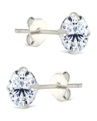 Sterling Silver Round Cut Prong Set Stud Earrings - Sterling Forever