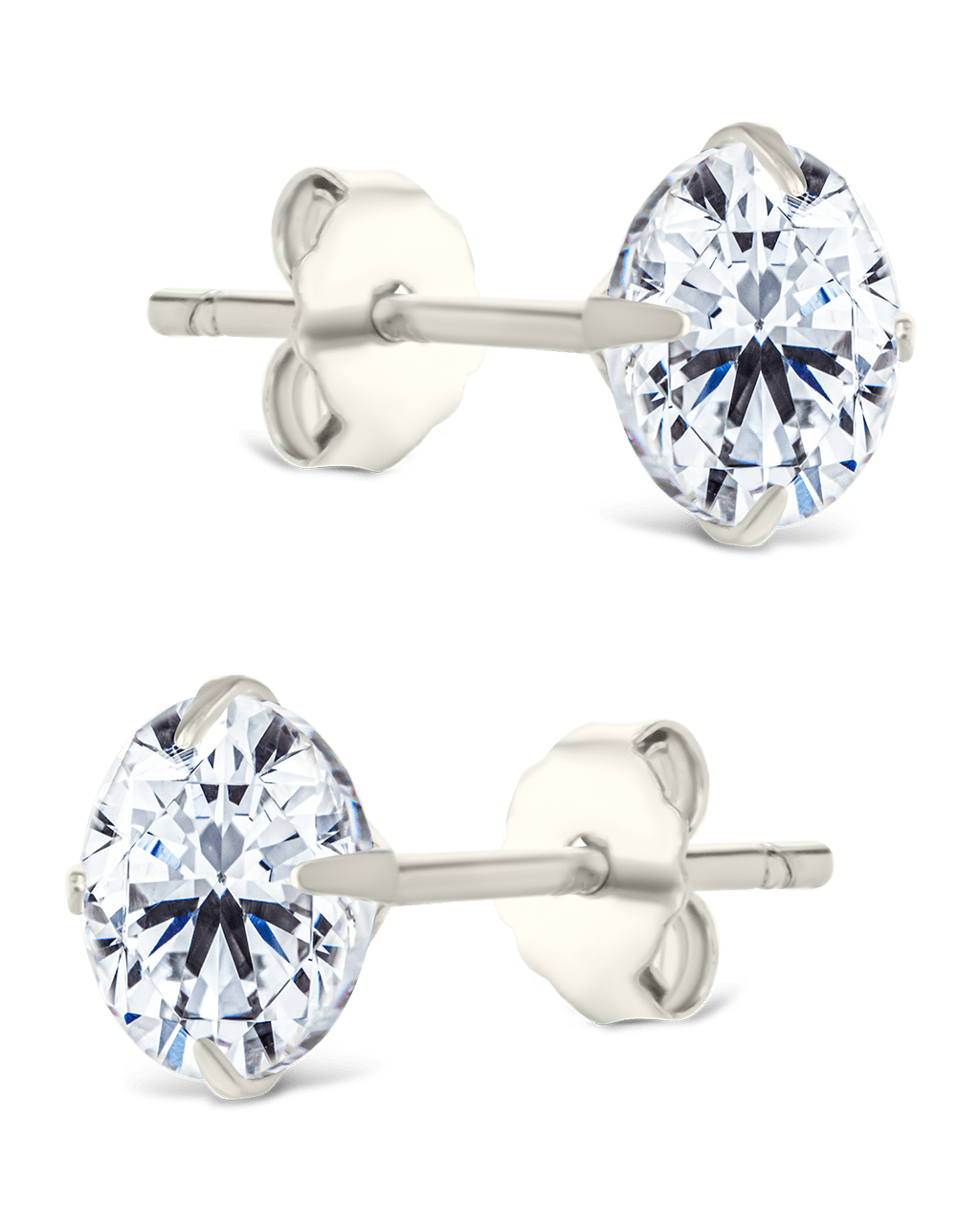 Sterling Silver Round Cut Prong Set Stud Earrings - Sterling Forever