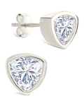 Sterling Silver Trillion Cut Bezel Set Stud Earrings - Sterling Forever