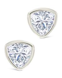 Sterling Silver Trillion Cut Bezel Set Stud Earrings - Sterling Forever