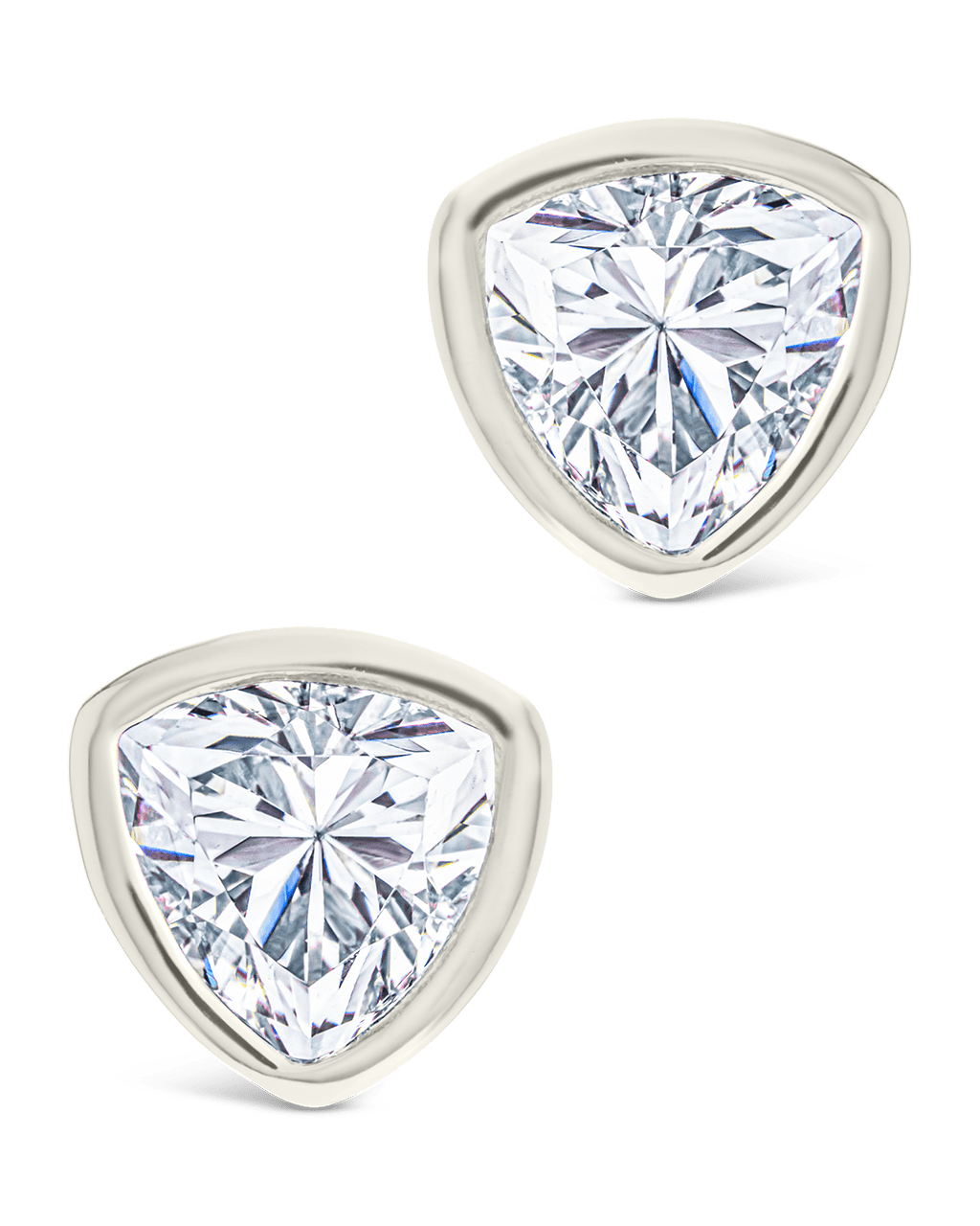 Sterling Silver Trillion Cut Bezel Set Stud Earrings - Sterling Forever