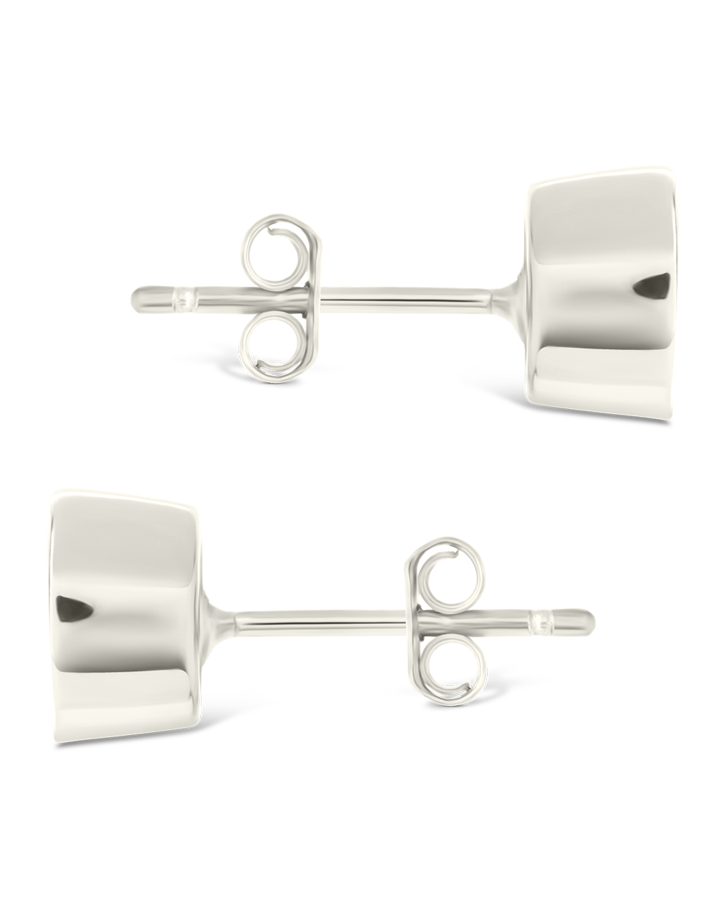 Sterling Silver Trillion Cut Bezel Set Stud Earrings