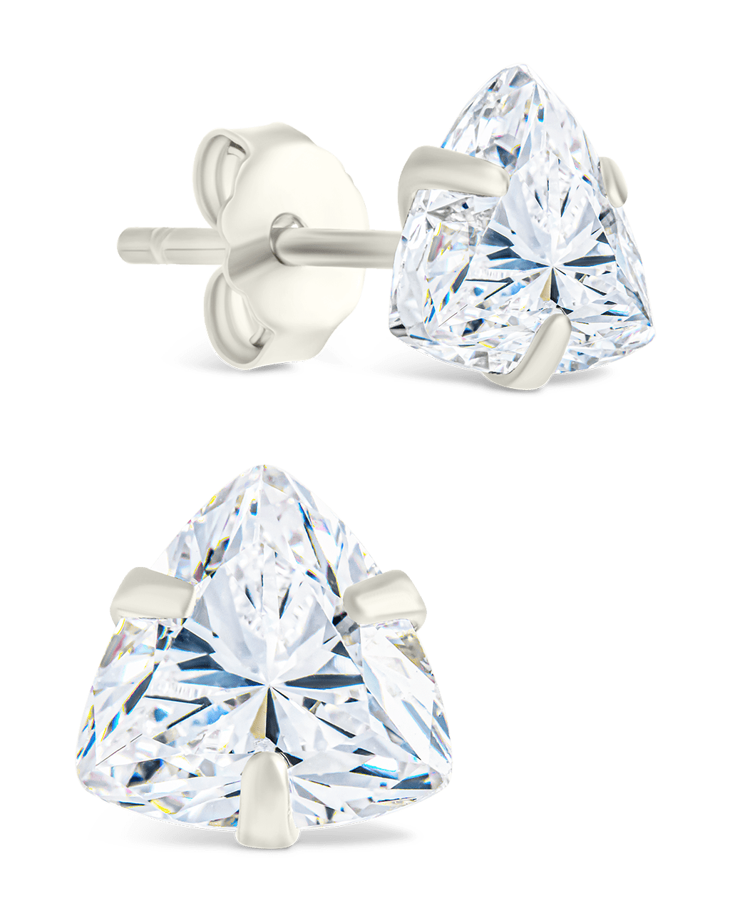 Sterling Silver Trillion Cut Prong Set Stud Earrings - Sterling Forever