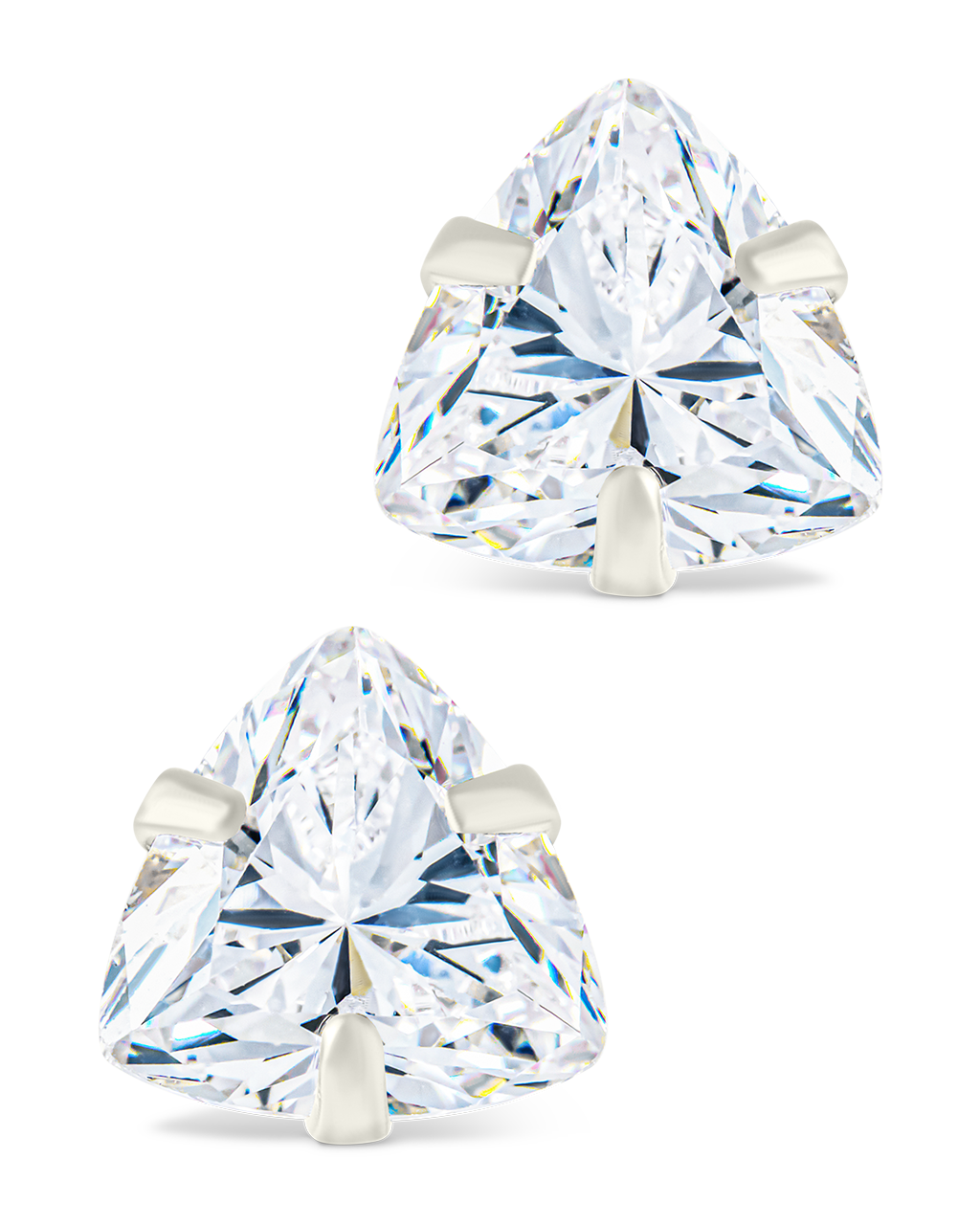 Sterling Silver Trillion Cut Prong Set Stud Earrings