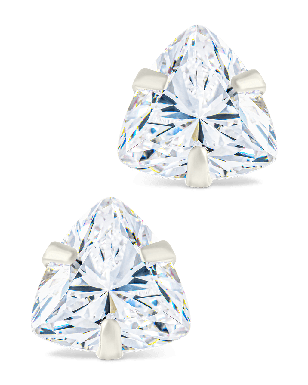 Sterling Silver Trillion Cut Prong Set Stud Earrings - Sterling Forever