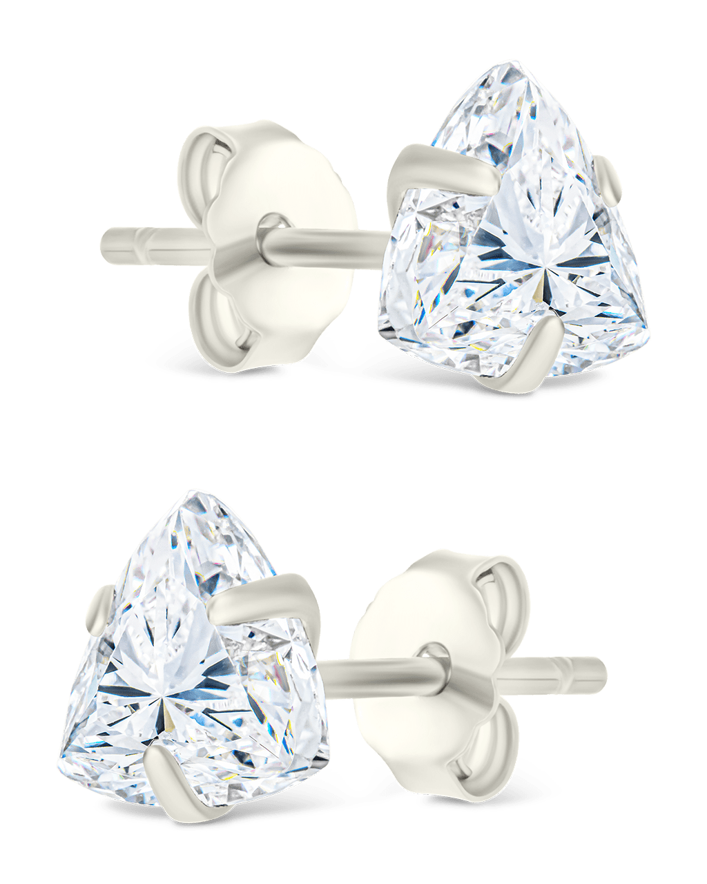 Sterling Silver Trillion Cut Prong Set Stud Earrings - Sterling Forever