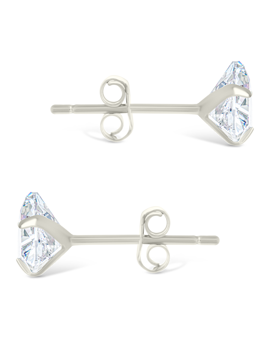 Sterling Silver Trillion Cut Prong Set Stud Earrings