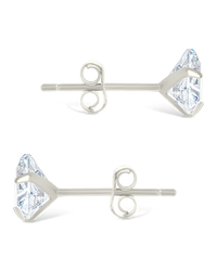 Sterling Silver Trillion Cut Prong Set Stud Earrings - Sterling Forever