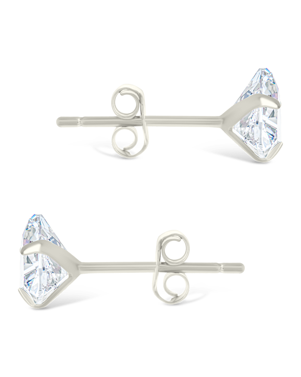 Sterling Silver Trillion Cut Prong Set Stud Earrings - Sterling Forever