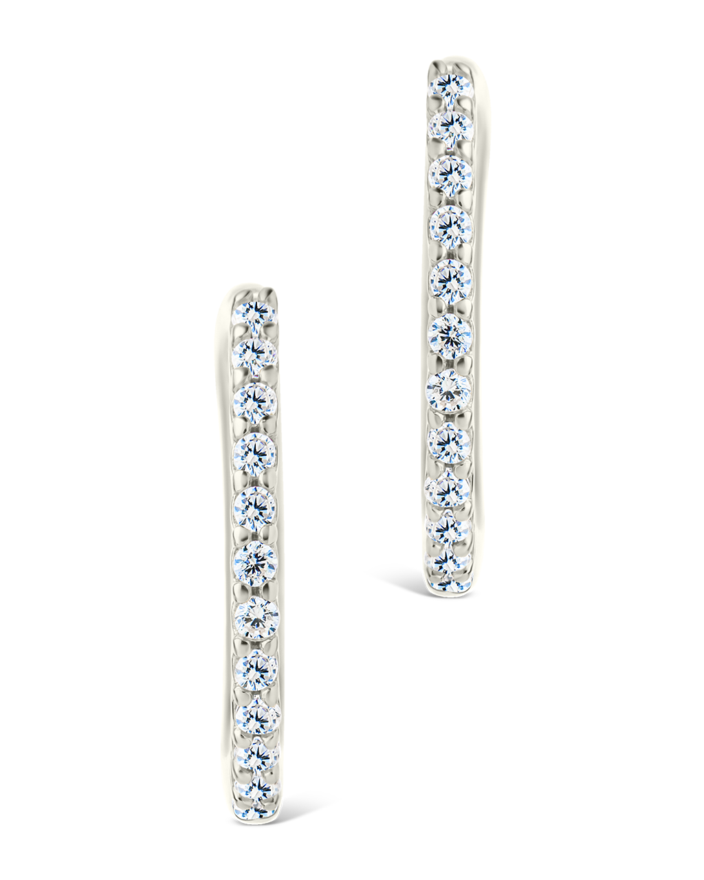 Sterling Silver Pave CZ Micro Hoops