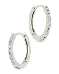 Sterling Silver Pave CZ Micro Hoops - Sterling Forever