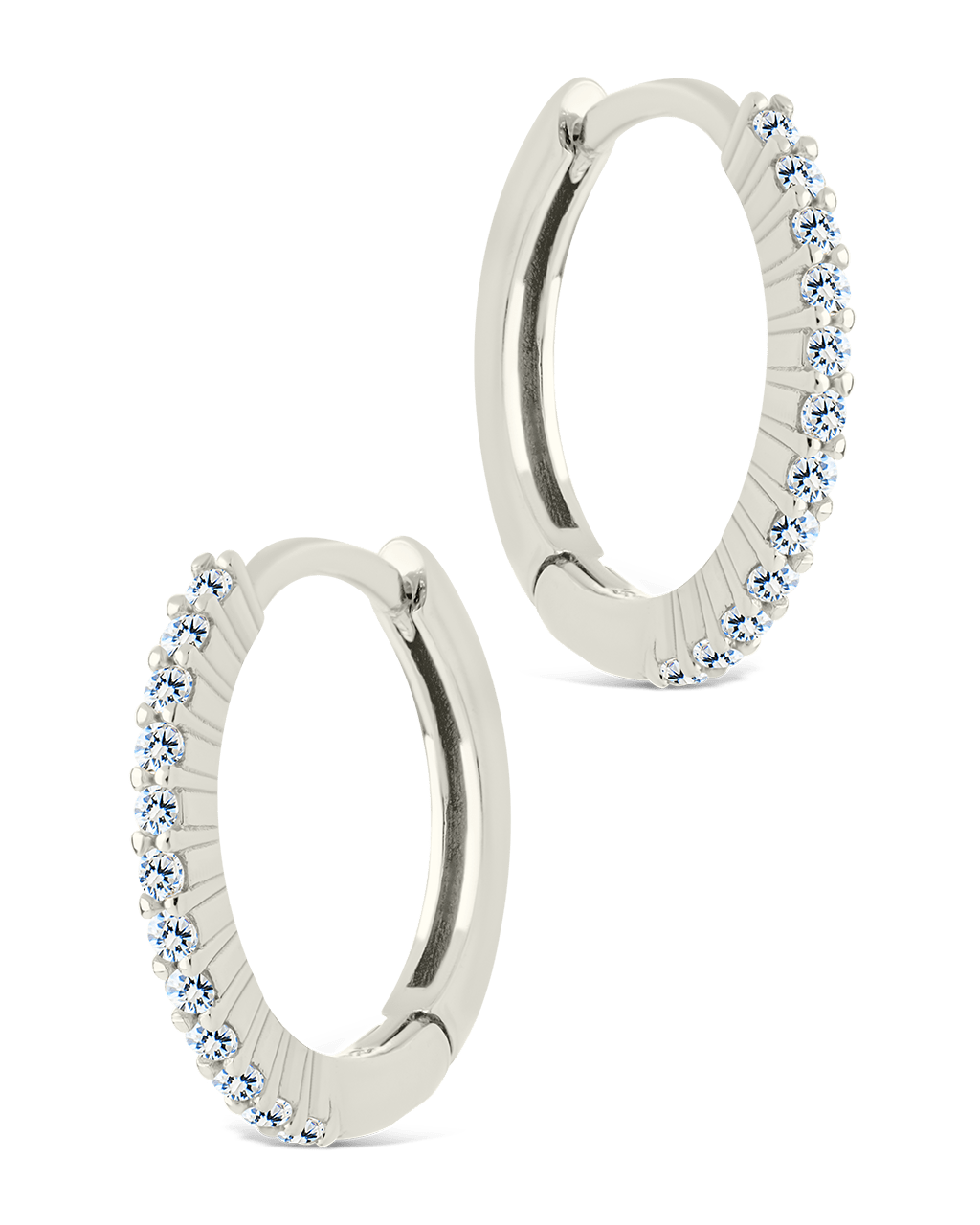Sterling Silver Pave CZ Micro Hoops - Sterling Forever