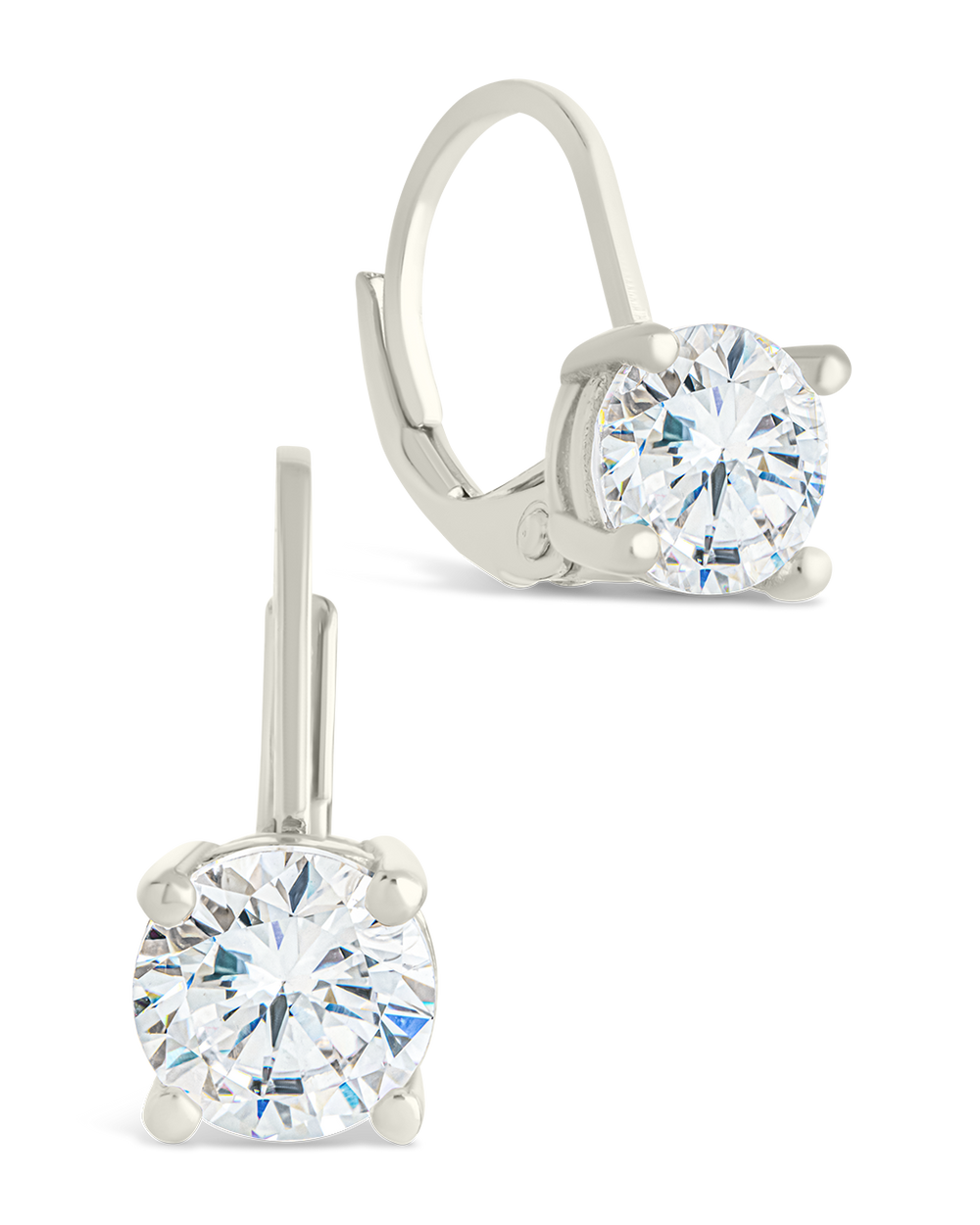 Sterling Silver Round Cut French Clip Earrings