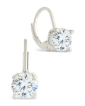 Sterling Silver Round Cut French Clip Earrings - Sterling Forever