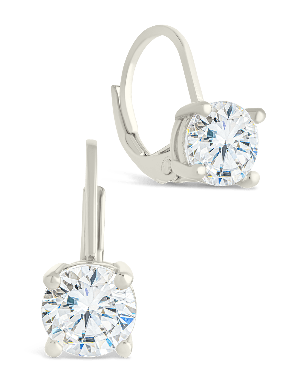 Sterling Silver Round Cut French Clip Earrings - Sterling Forever
