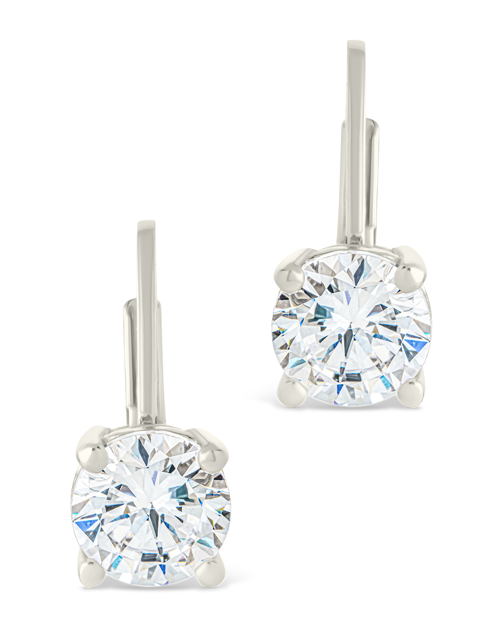 Sterling Silver Round Cut French Clip Earrings