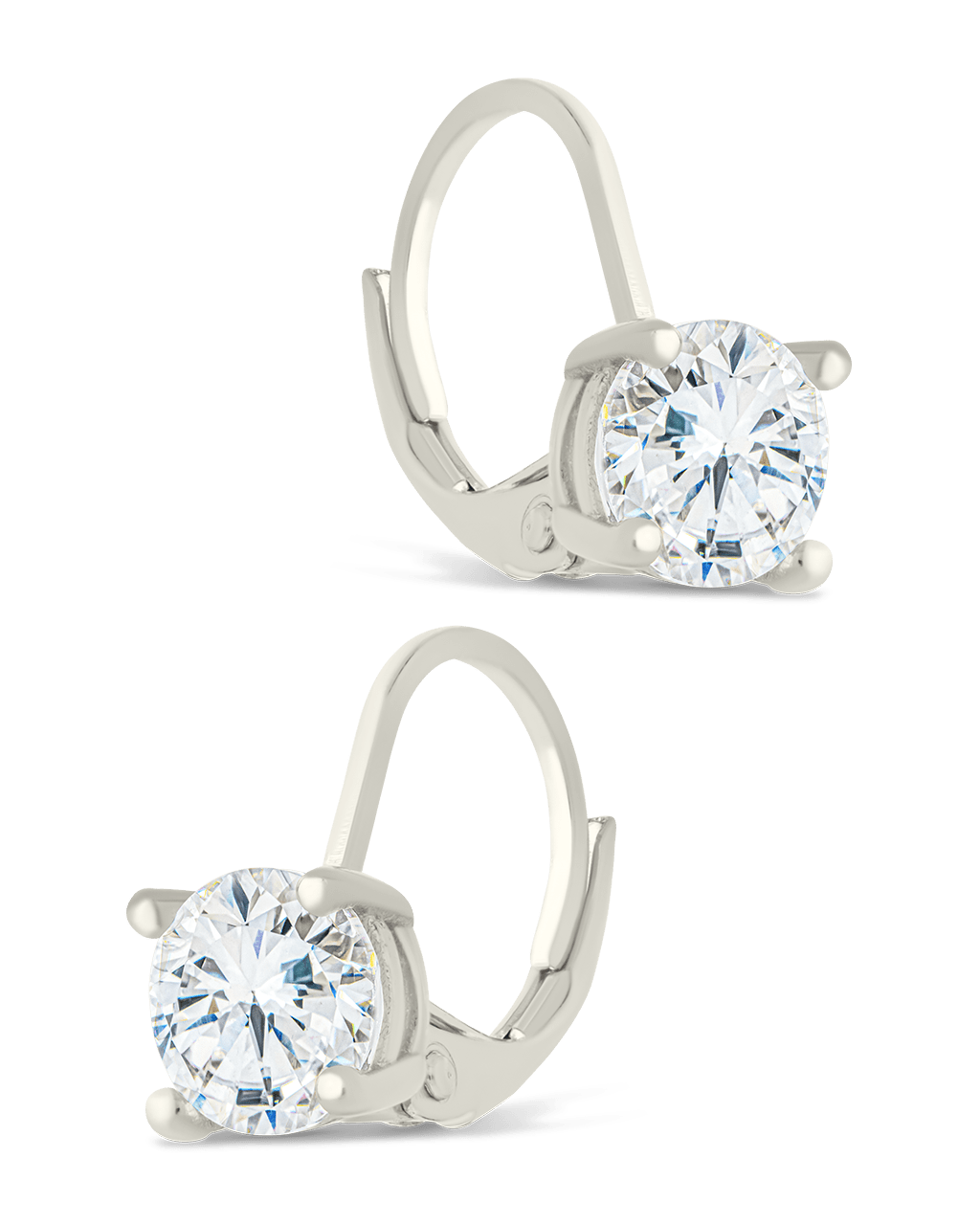 Sterling Silver Round Cut French Clip Earrings - Sterling Forever