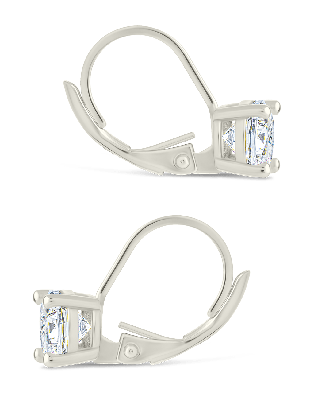 Sterling Silver Round Cut French Clip Earrings - Sterling Forever
