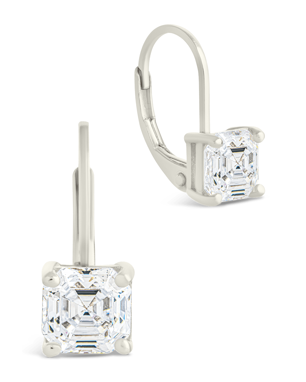 Sterling Silver Princess Cut French Clip Earrings - Sterling Forever
