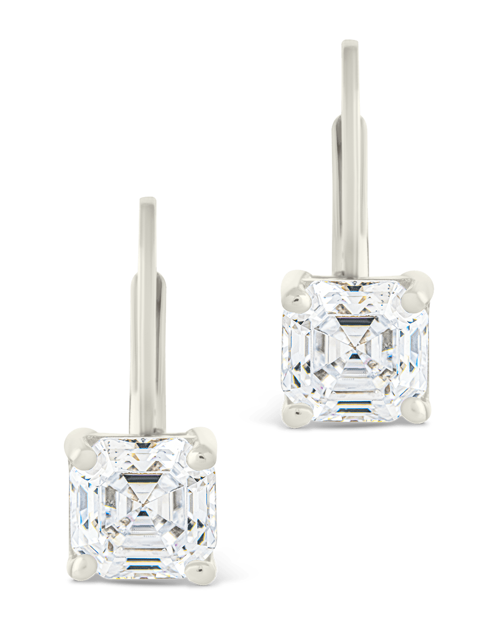 Sterling Silver Princess Cut French Clip Earrings - Sterling Forever
