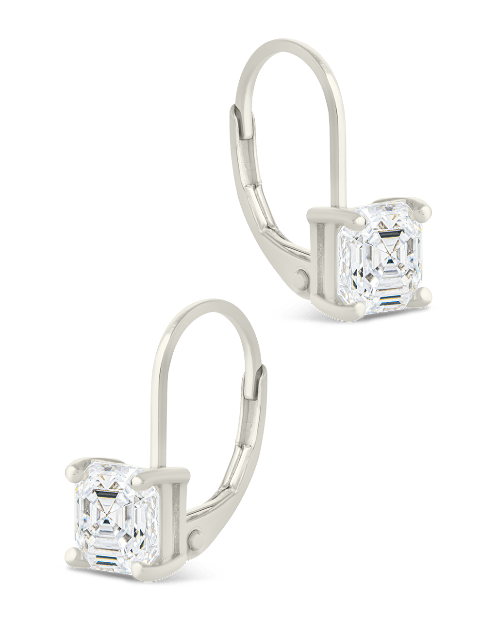 Sterling Silver Princess Cut French Clip Earrings - Sterling Forever