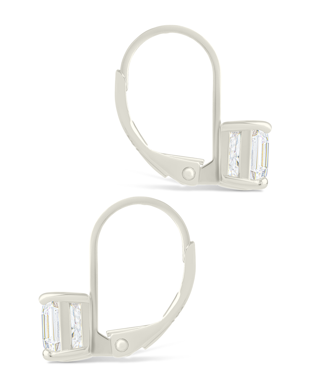 Sterling Silver Princess Cut French Clip Earrings
