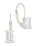 Sterling Silver Emerald Cut French Clip Earrings - Sterling Forever