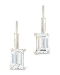 Sterling Silver Emerald Cut French Clip Earrings - Sterling Forever