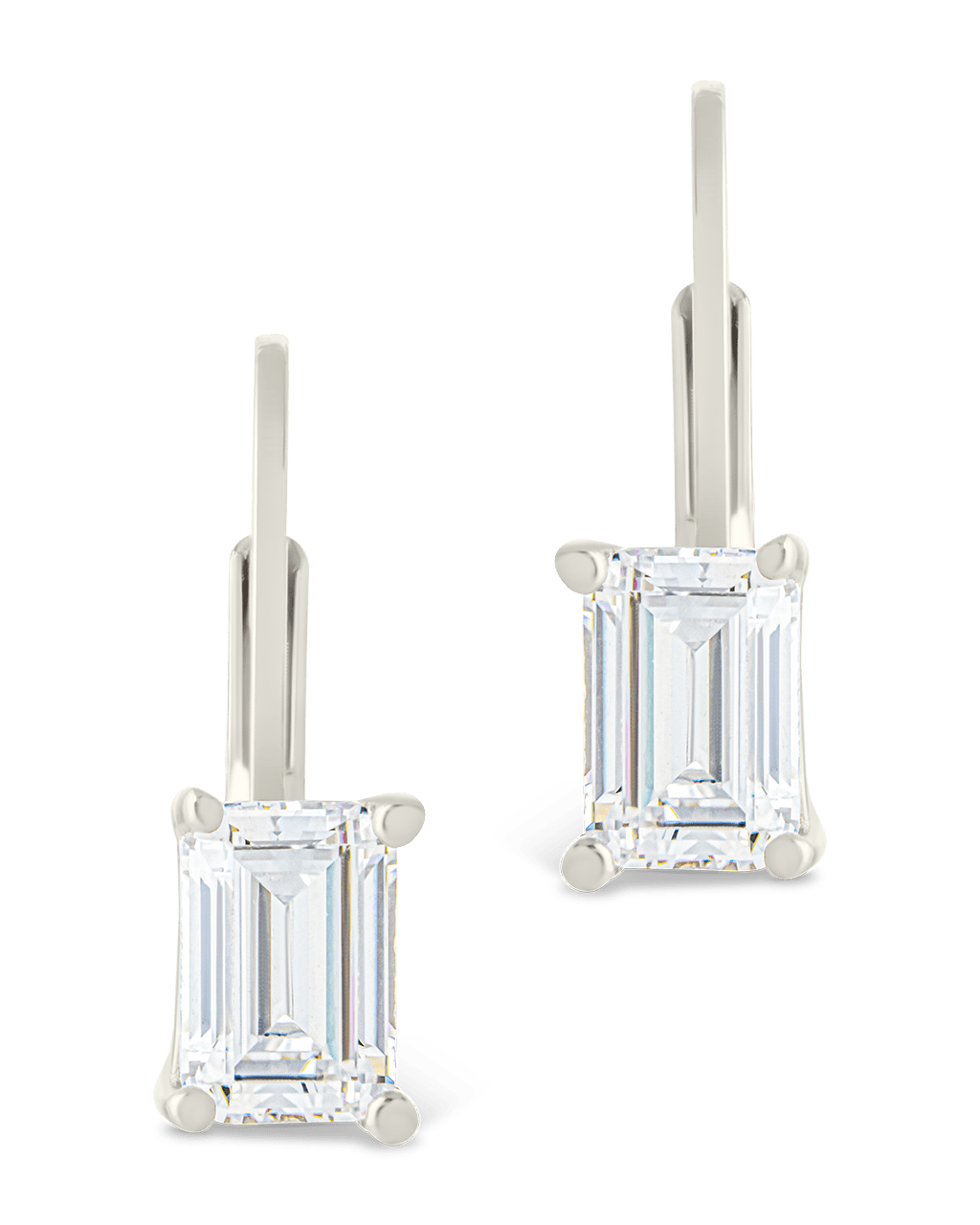 Sterling Silver Emerald Cut French Clip Earrings - Sterling Forever