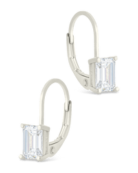 Sterling Silver Emerald Cut French Clip Earrings - Sterling Forever