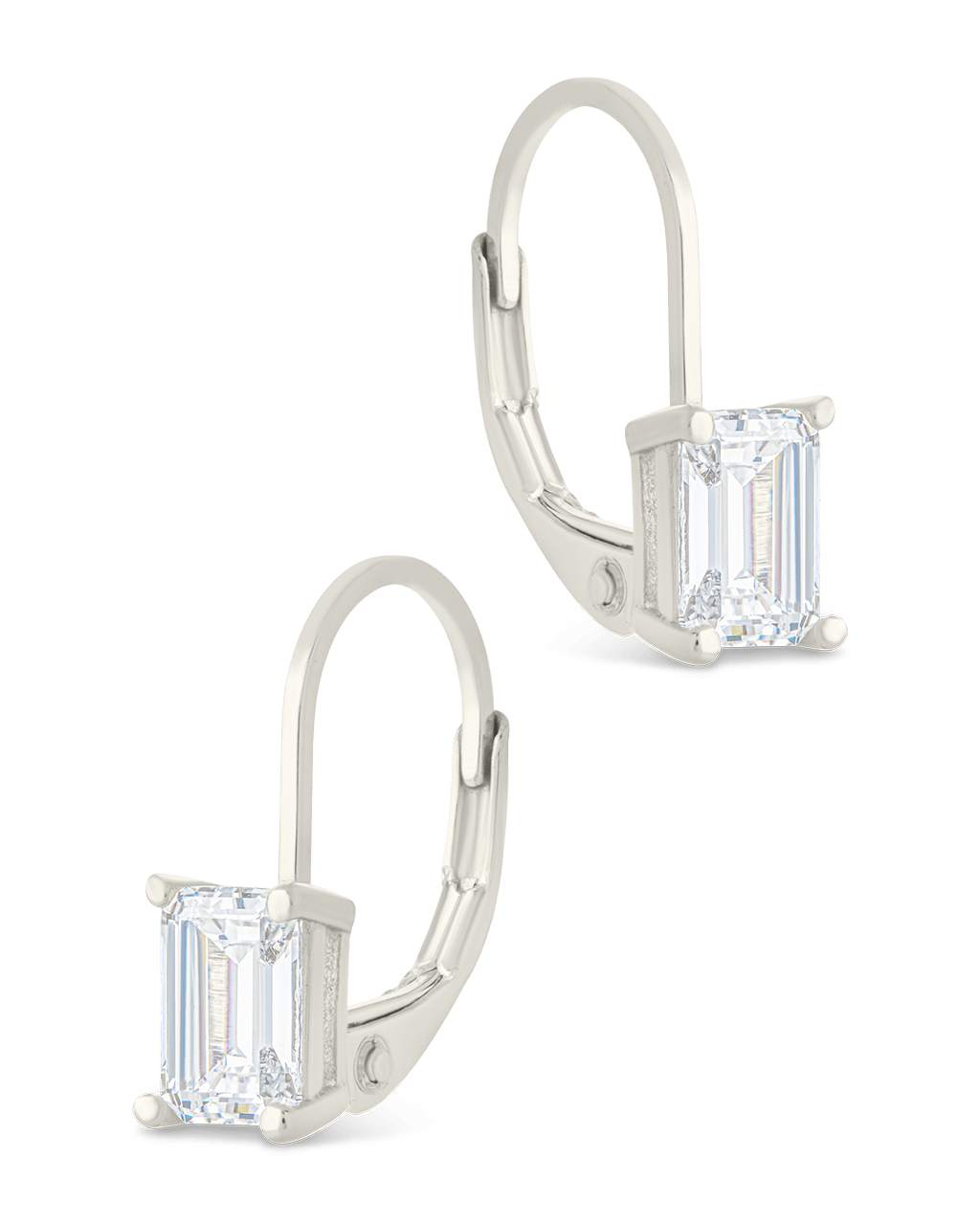 Sterling Silver Emerald Cut French Clip Earrings - Sterling Forever