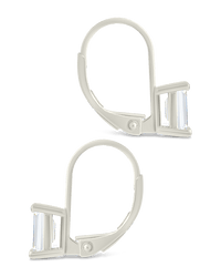 Sterling Silver Emerald Cut French Clip Earrings - Sterling Forever