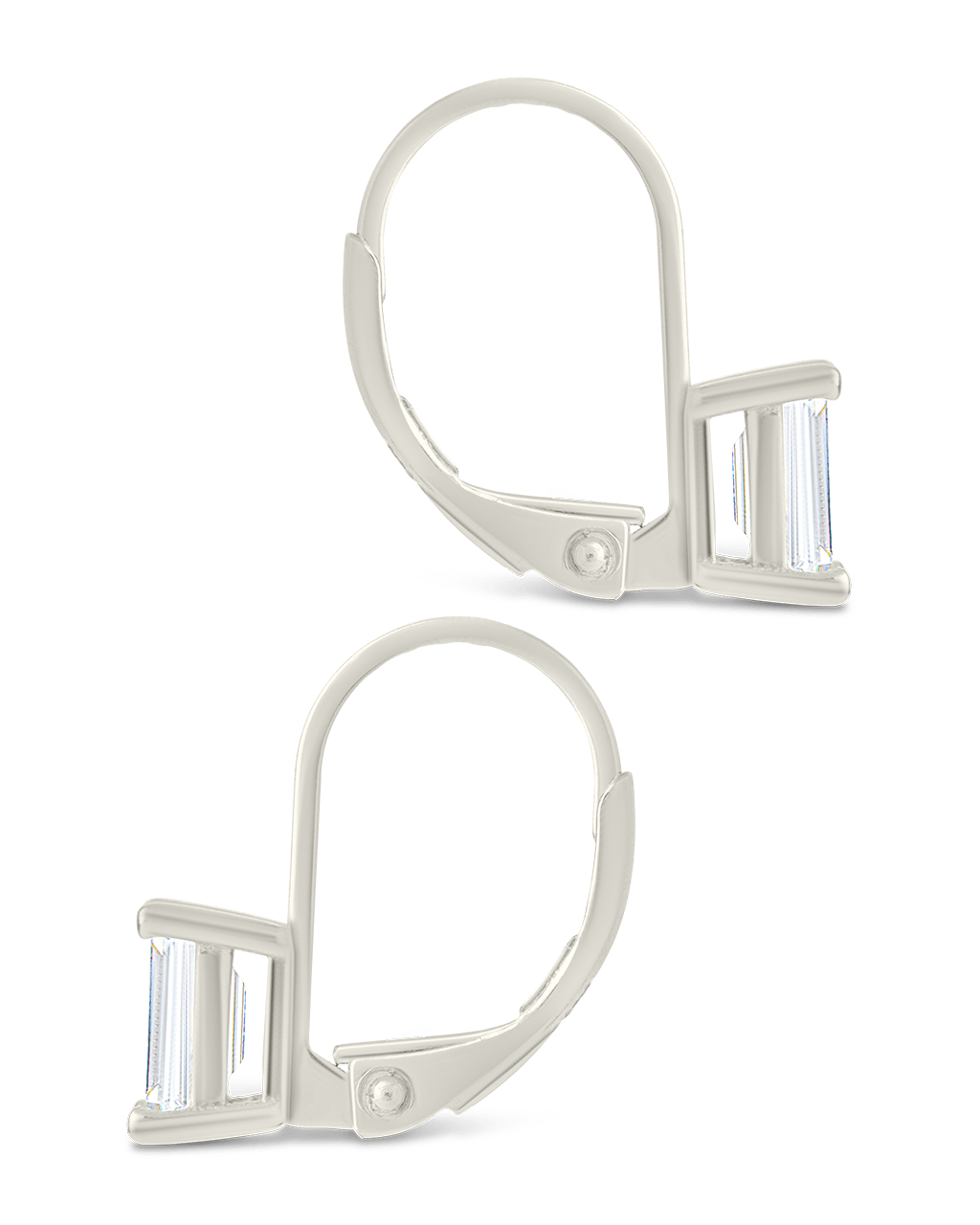 Sterling Silver Emerald Cut French Clip Earrings - Sterling Forever