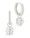 Sterling Silver Augusta Asscher Cut CZ Dangle Micro Hoops - Sterling Forever