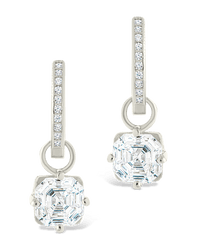 Sterling Silver Augusta Asscher Cut CZ Dangle Micro Hoops - Sterling Forever