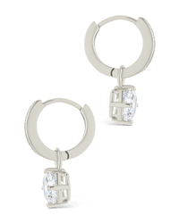 Sterling Silver Augusta Asscher Cut CZ Dangle Micro Hoops - Sterling Forever