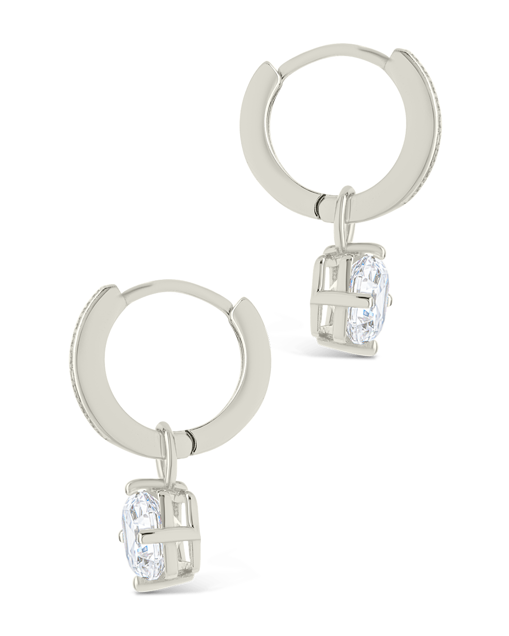 Sterling Silver Augusta Asscher Cut CZ Dangle Micro Hoops - Sterling Forever