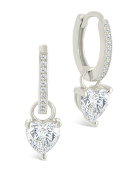 Sterling Silver Eugenia Heart Cut CZ Dangle Micro Hoops - Sterling Forever