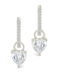 Sterling Silver Eugenia Heart Cut CZ Dangle Micro Hoops - Sterling Forever