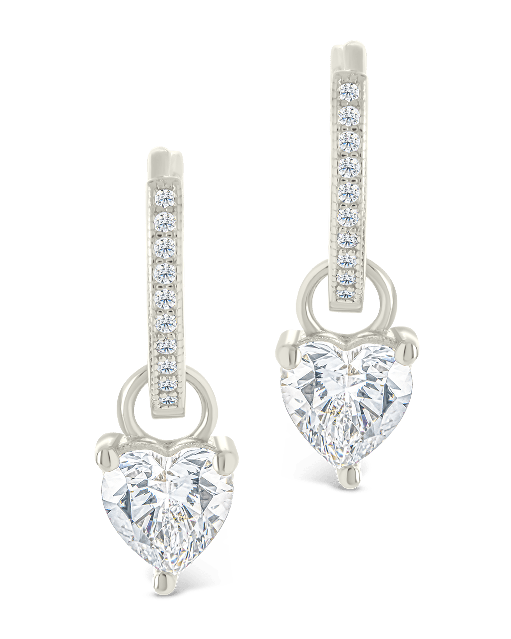 Sterling Silver Eugenia Heart Cut CZ Dangle Micro Hoops - Sterling Forever