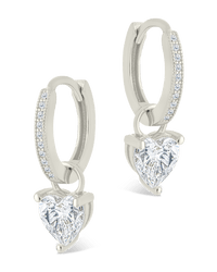 Sterling Silver Eugenia Heart Cut CZ Dangle Micro Hoops - Sterling Forever