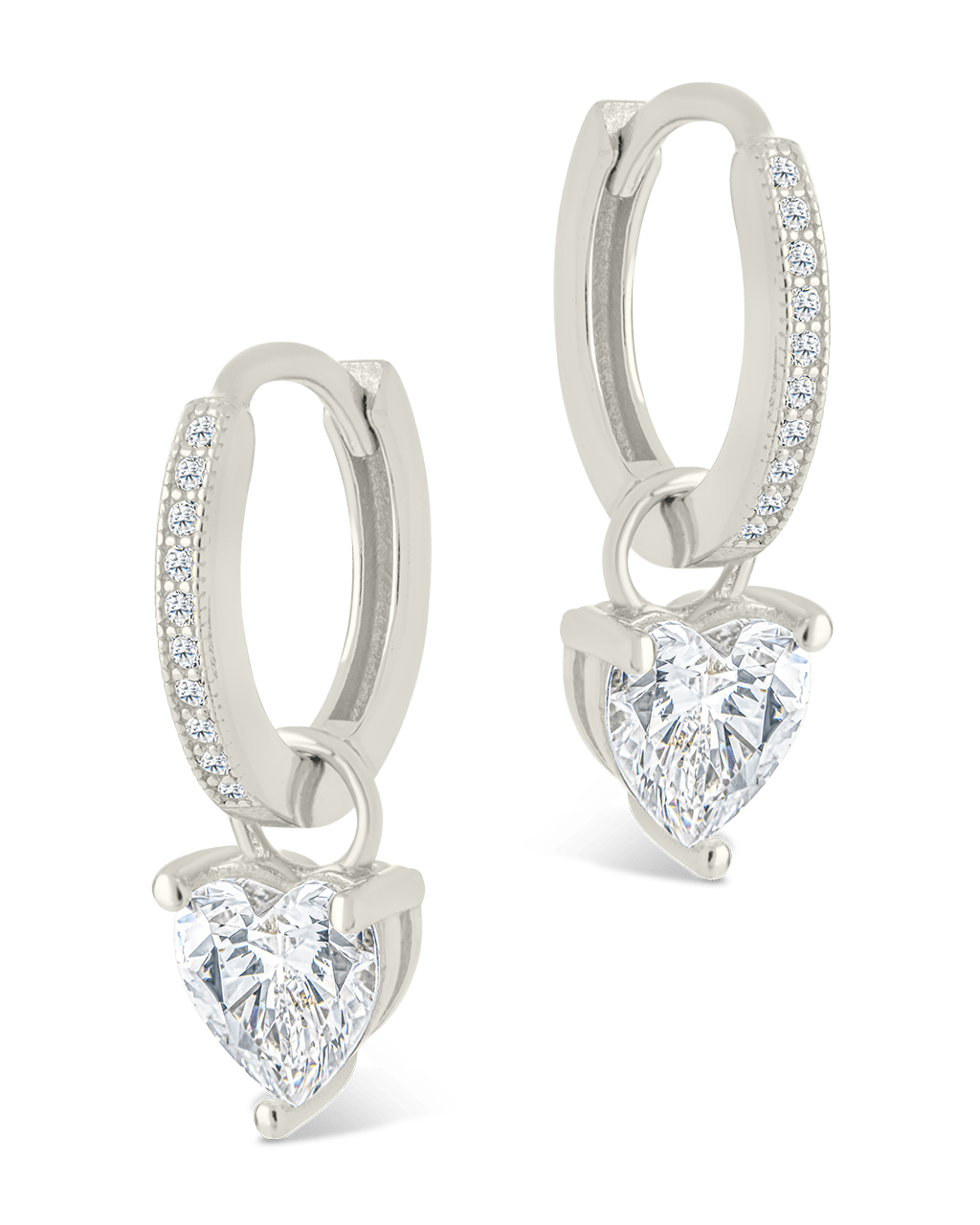 Sterling Silver Eugenia Heart Cut CZ Dangle Micro Hoops - Sterling Forever