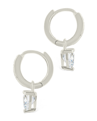 Sterling Silver Eugenia Heart Cut CZ Dangle Micro Hoops - Sterling Forever