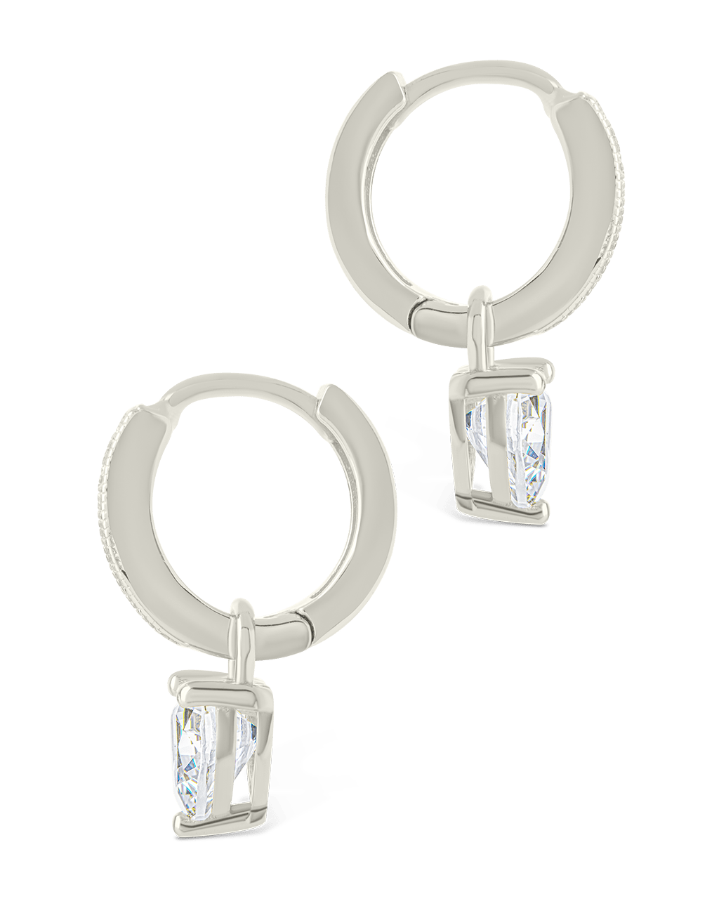 Sterling Silver Eugenia Heart Cut CZ Dangle Micro Hoops - Sterling Forever