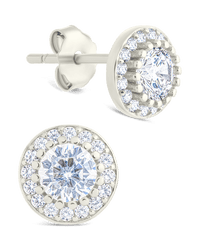 Sterling Silver Round Cut Brilliant Halo Studs - Sterling Forever