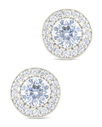 Sterling Silver Round Cut Brilliant Halo Studs - Sterling Forever