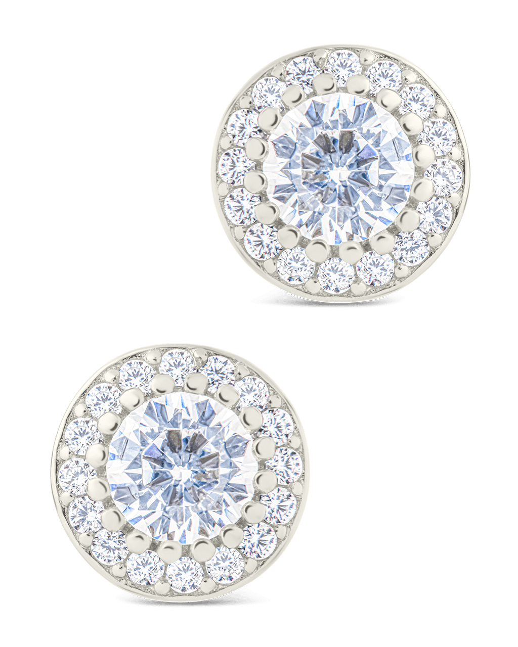 Sterling Silver Round Cut Brilliant Halo Studs - Sterling Forever