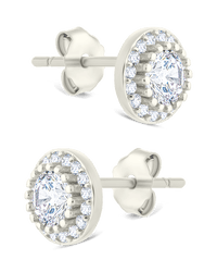 Sterling Silver Round Cut Brilliant Halo Studs - Sterling Forever